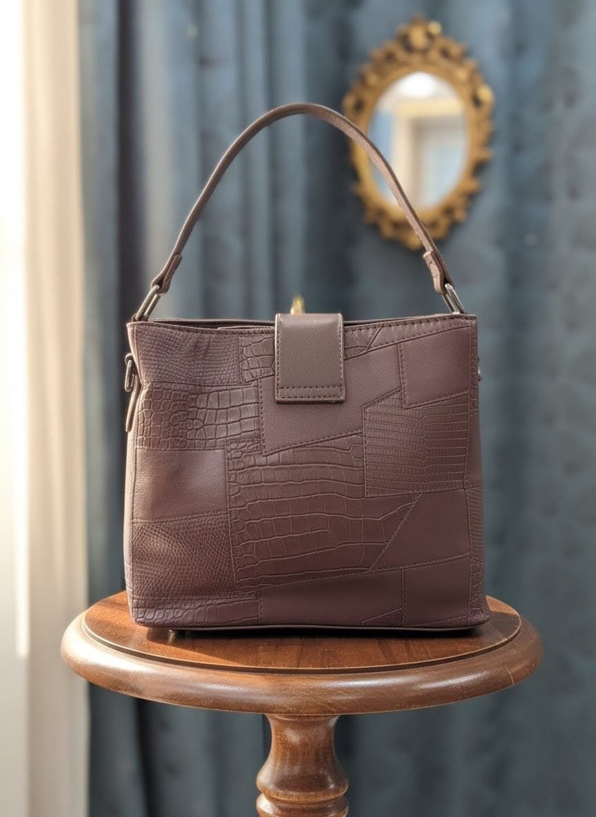 CURATED BY DT- EARTHLIGHT PATCHWORK HANDBAG CUM SLING FOR WOMEN (PU) (Copy) - Image 3