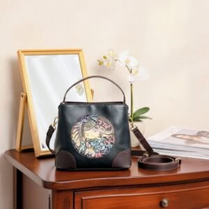 CURATED BY DT- Royal Elephant Signature Handbag cum Sling (PU) Black