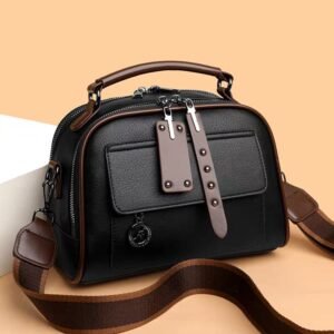 Curated By DT - Linear Edge Crossbody -Black -PU Sling